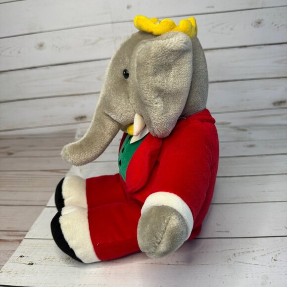 Vintage Gund Babar The Elephant Plush Toy In Red Suit & Yellow Crown 12" 1988 - Picture 5 of 7